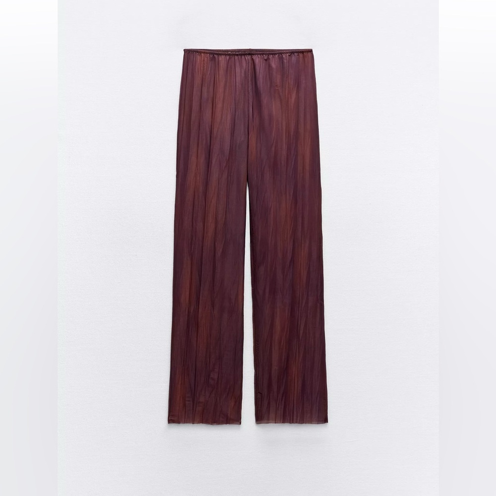 Zara Burgundy Wide-Leg Pants